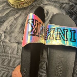 PINK Iridescent Slide Sandals